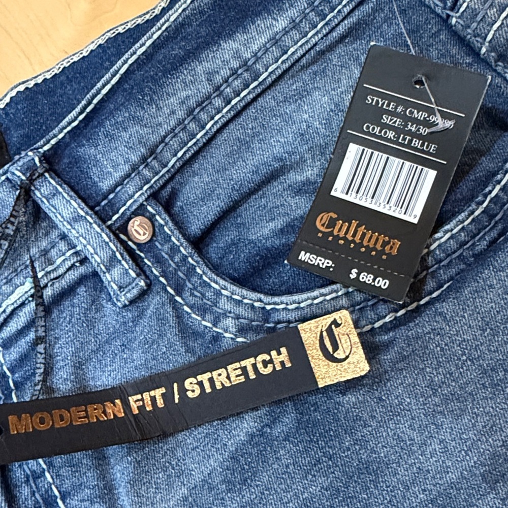 Cultura modern fit stretch denim jeans 34 x 30 NWT - Picture 3 of 5
